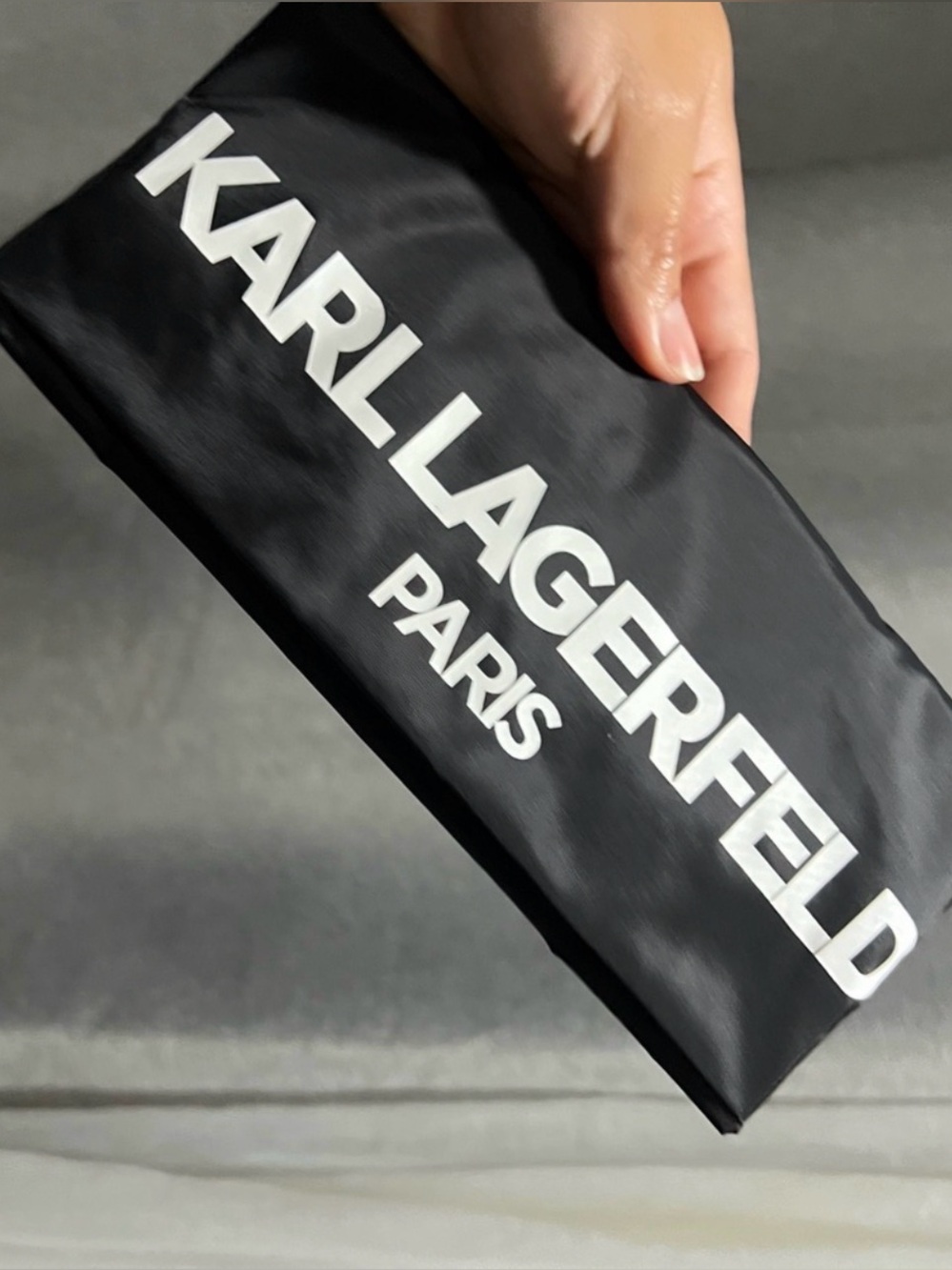 Karl Lagerfeld Black Toiletry Pouch with White Logo